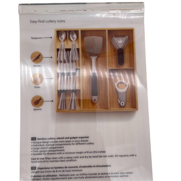New Joseph Joseph DrawerStore Expandable Bamboo Utensil Organizer Tray 85168 - Picture 3 of 8